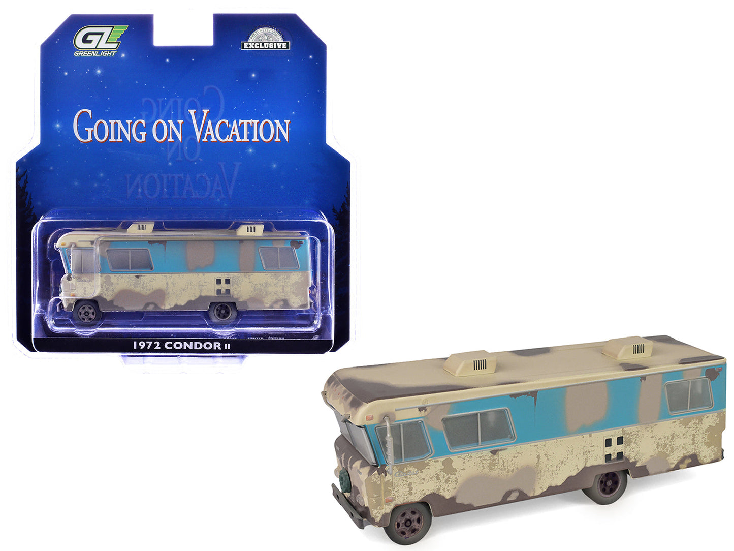 1972 Condor II RV (Recreational Vehicle) "Going on Vacation" Evergreen (Weathered) "Hobby Exclusive" Series 1/64 Diecast Model Car