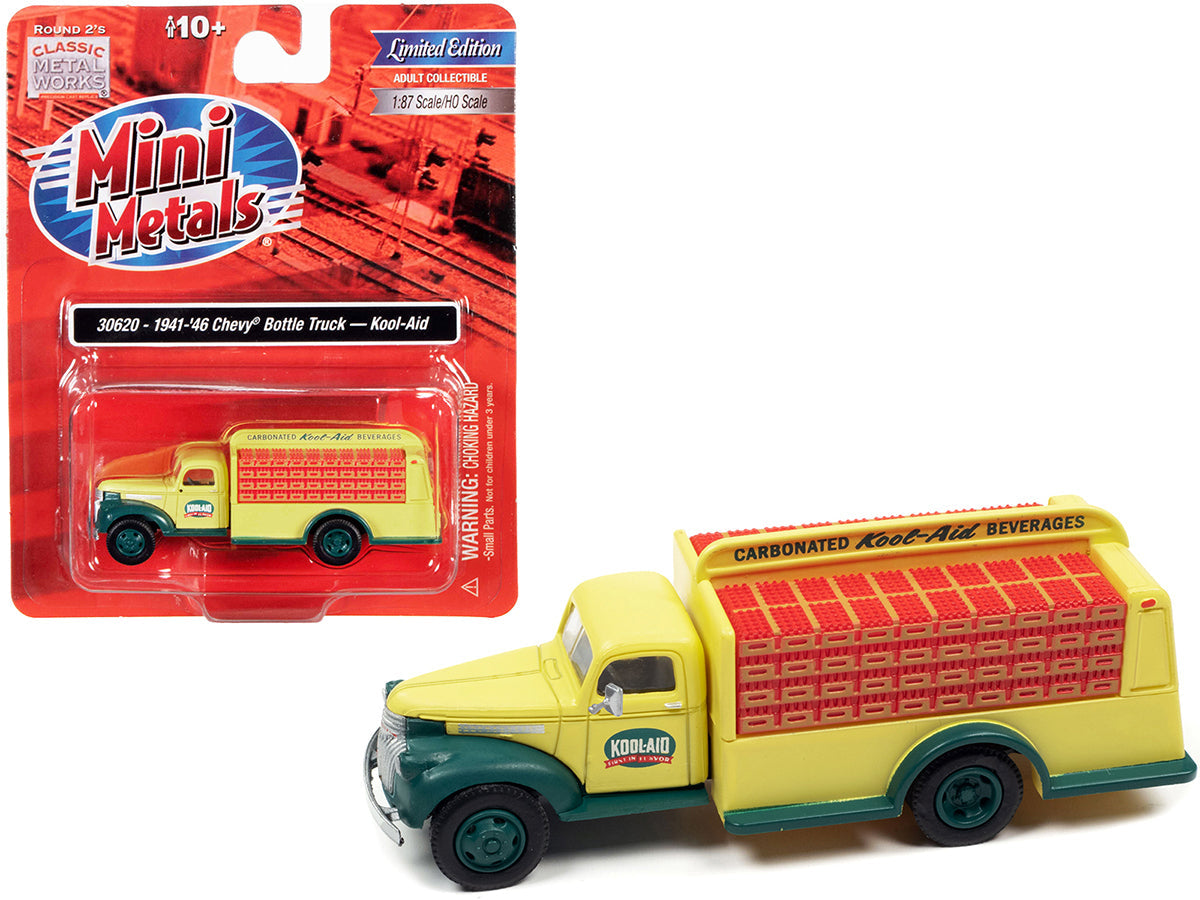 1941-1946 Chevrolet Delivery Bottle Truck Yellow and Green "Kool-Aid" 1/87 (HO) Scale Model