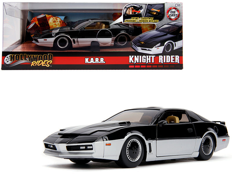 K.A.R.R. Black and Silver with Light "Knight Rider" (1982) TV Series "Hollywood Rides" Series 1/24 Diecast Model Car