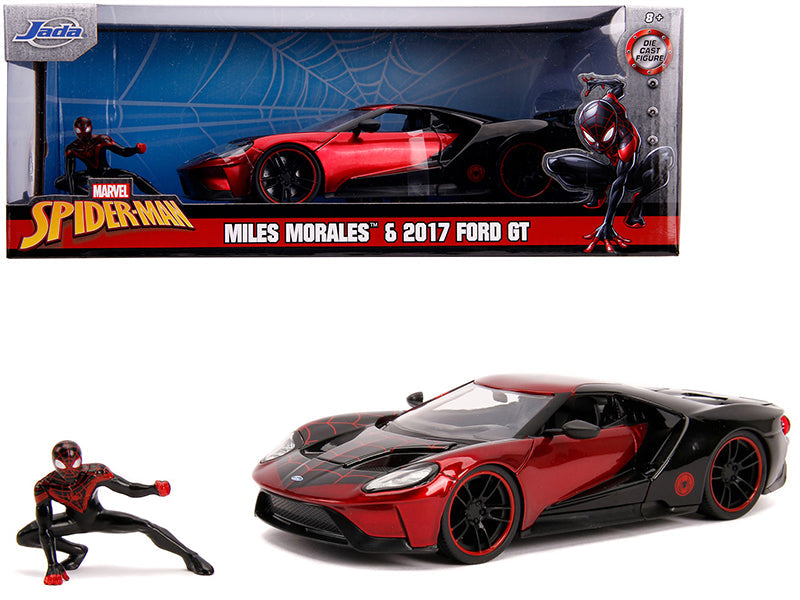 2017 Ford GT with Miles Morales Diecast Figurine "Spider Man" "Marvel" Series 1/24 Diecast Model Car