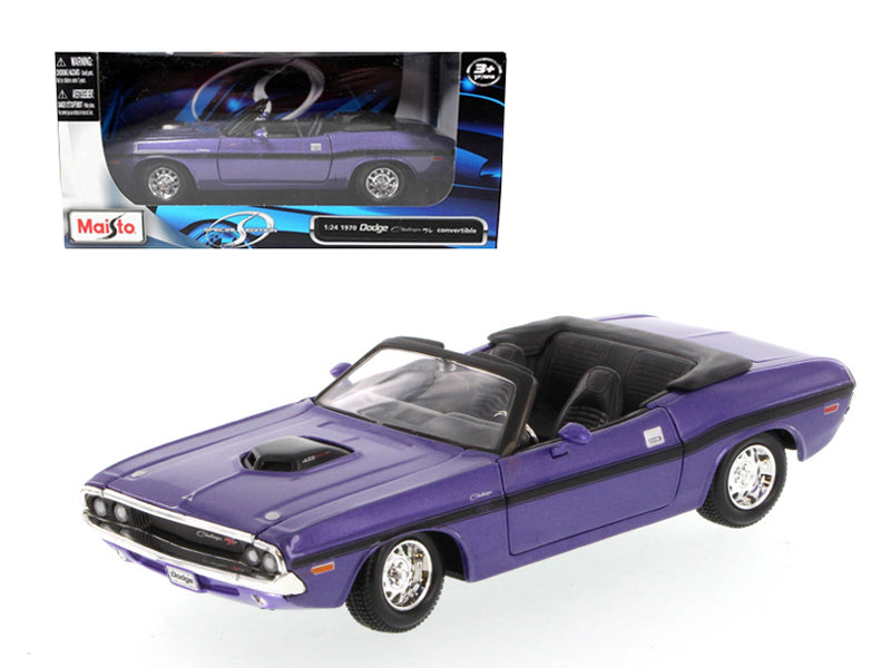 1970 Dodge Challenger R/T Convertible Purple 1/24 Diecast Model Car