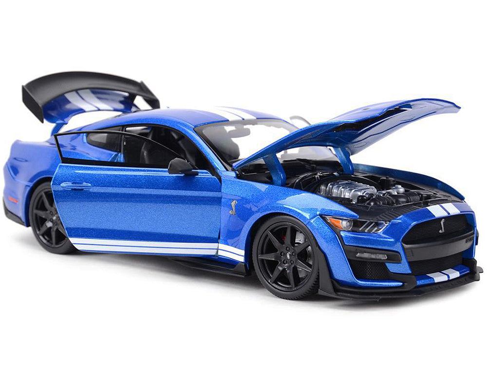 2020 Ford Mustang Shelby GT500 Blue Metallic with White Stripes "Special Edition" 1/18 Diecast Model Car