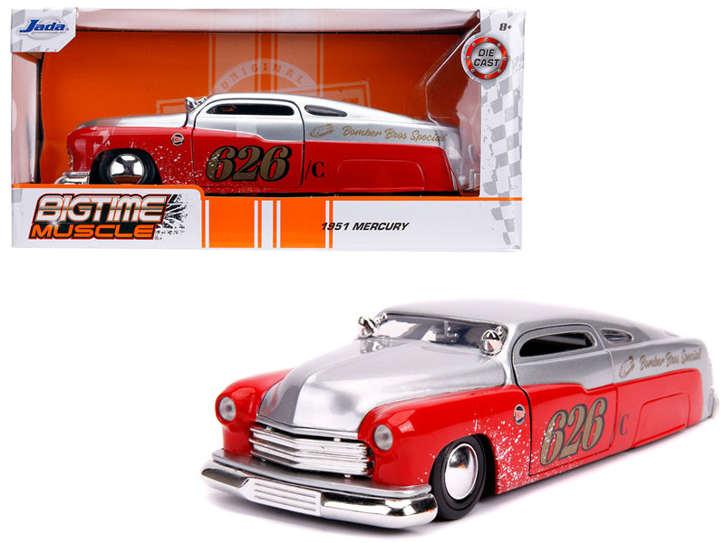 1951 Mercury Silver and Red #626 "Holley" "Bomber Bros Special" "Bigtime Muscle" 1/24 Diecast Model Car