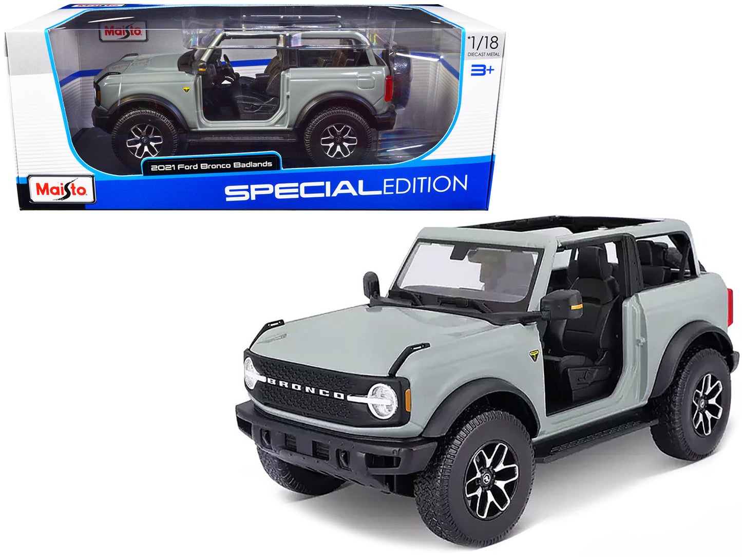2021 Ford Bronco Badlands Light Gray "Special Edition" 1/18 Diecast Model Car