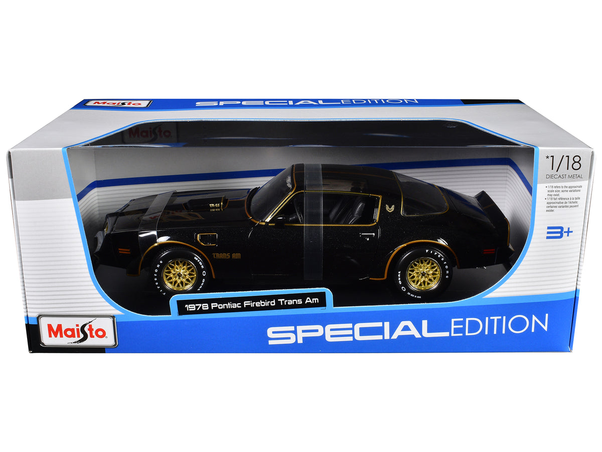 1978 Pontiac Firebird Trans Am Black Metallic with Hood Graphics "Special Edition" Series 1/18 Diecast Model Car