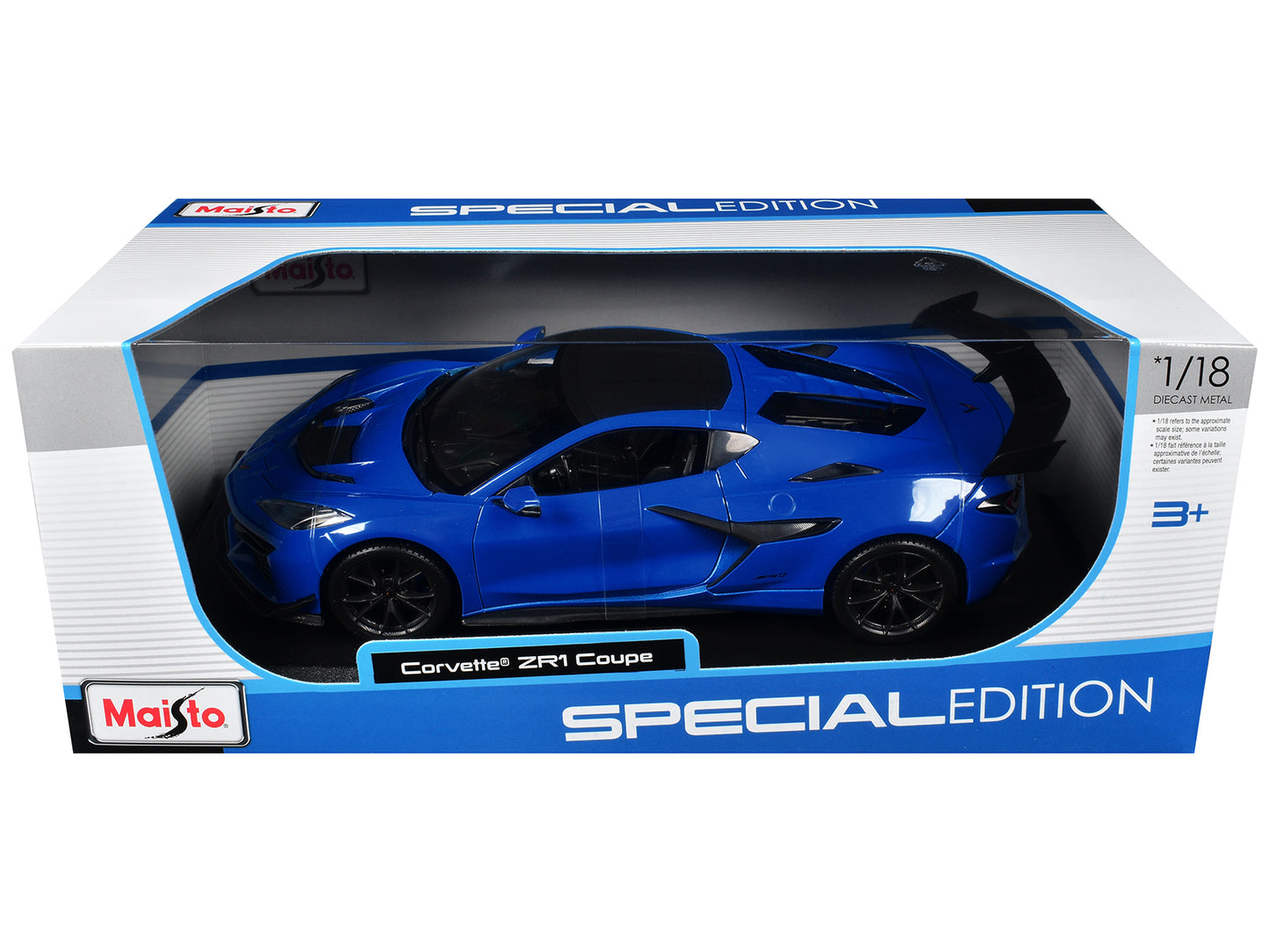 Chevrolet Corvette ZR1 Coupe Blue with Carbon Top "Special Edition" Series 1/18 Diecast Model Car
