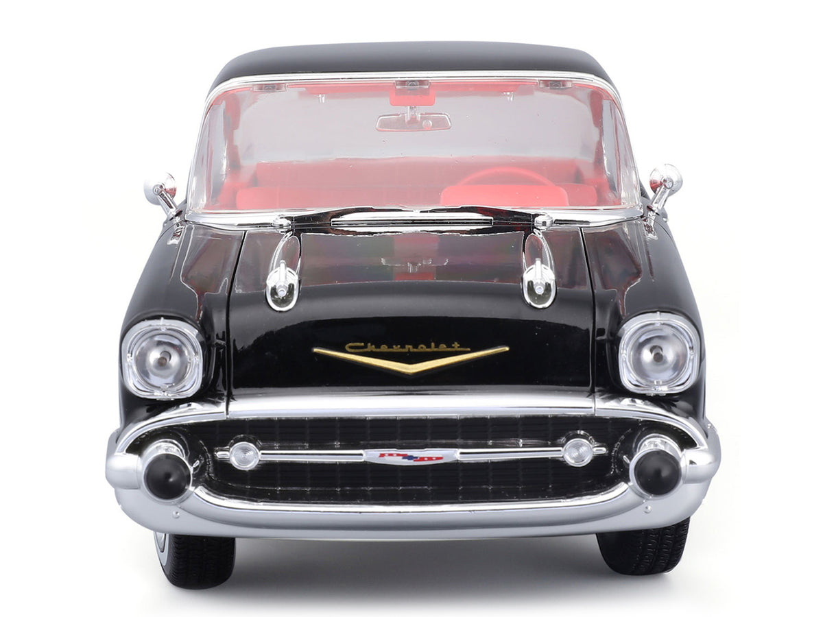 1957 Chevrolet Bel Air Coupe Black with Red Interior "Special Edition" Series 1/18 Diecast Model Car