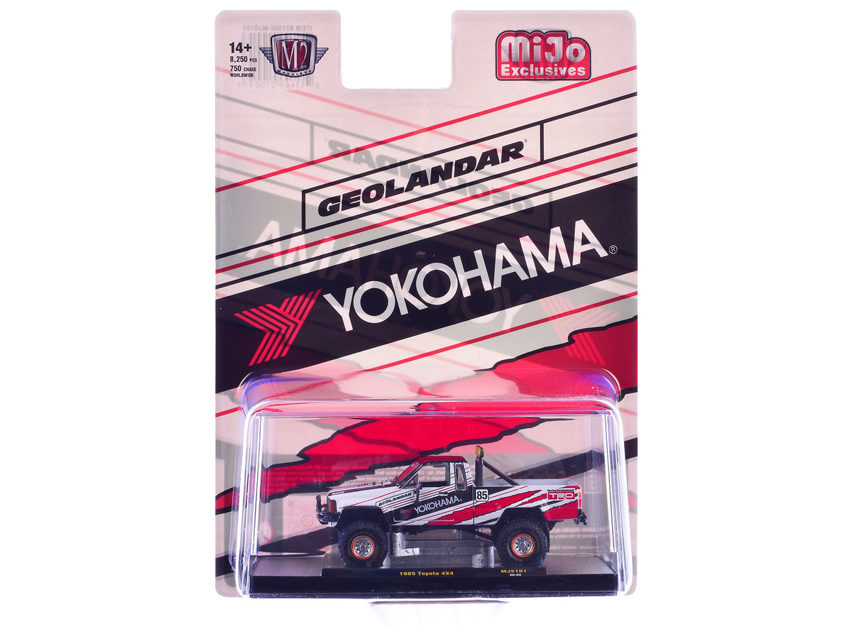 1985 Toyota SR5 4×4 Pickup Truck #85 "Yokohama" White with Black Top and Red and Black Graphics Limited Edition to 8250 pieces Worldwide 1/64 Diecast Model Car