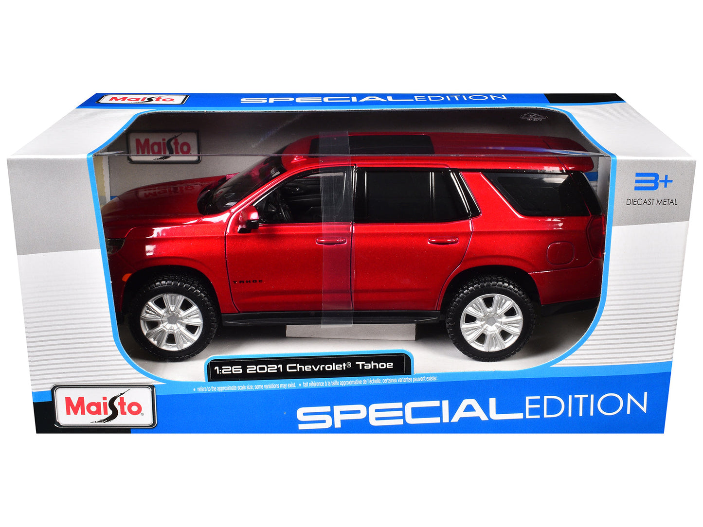 2021 Chevrolet Tahoe Red Metallic with Sunroof 1/24 Diecast Model Car