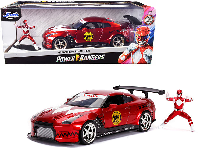 2009 Nissan GT-R (R35) Candy Red and Red Ranger Diecast Figurine "Power Rangers" 1/24 Diecast Model Car