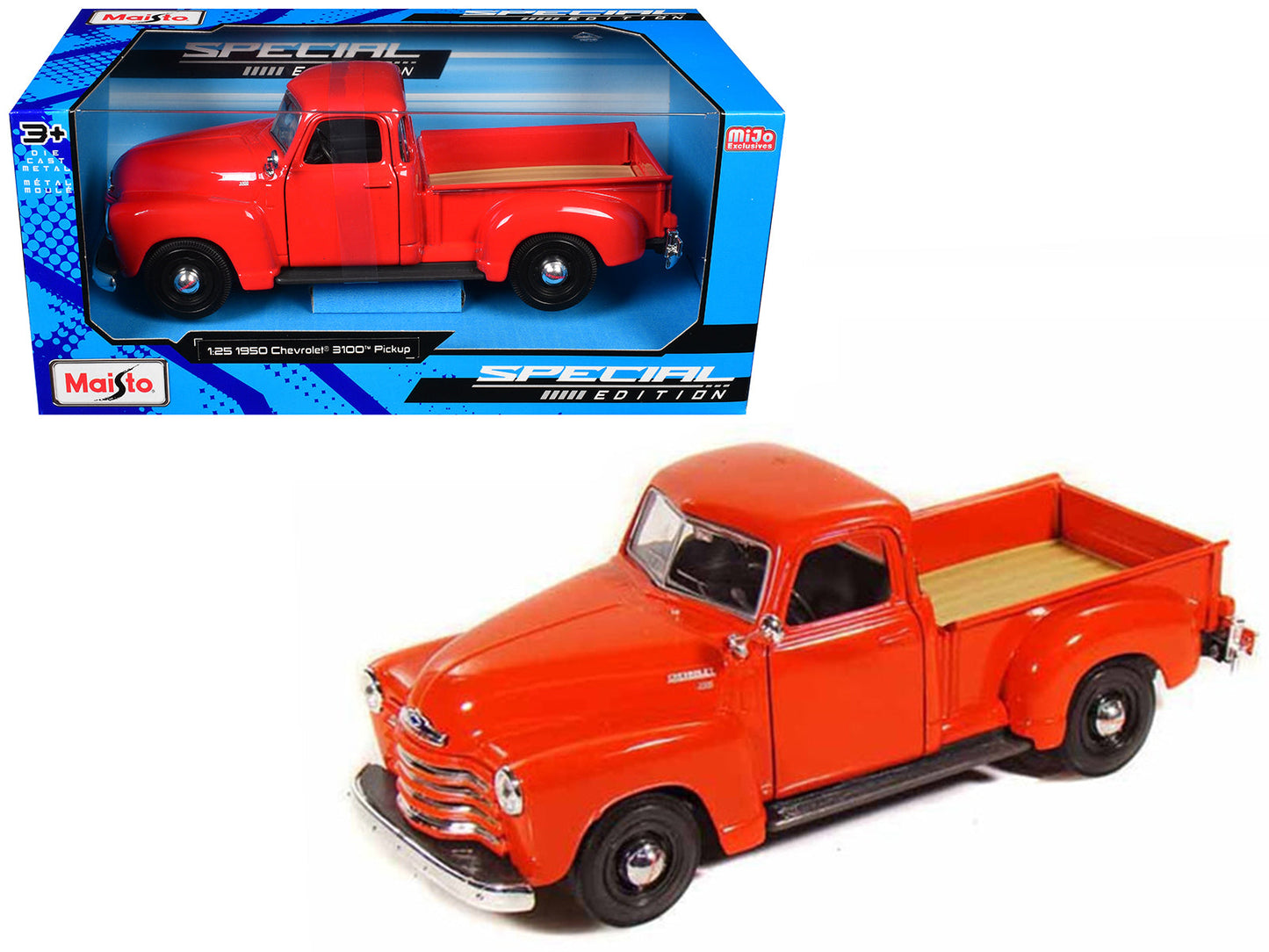 1950 Chevrolet 3100 Pickup Truck Omaha Orange 1/25 Diecast Model Car
