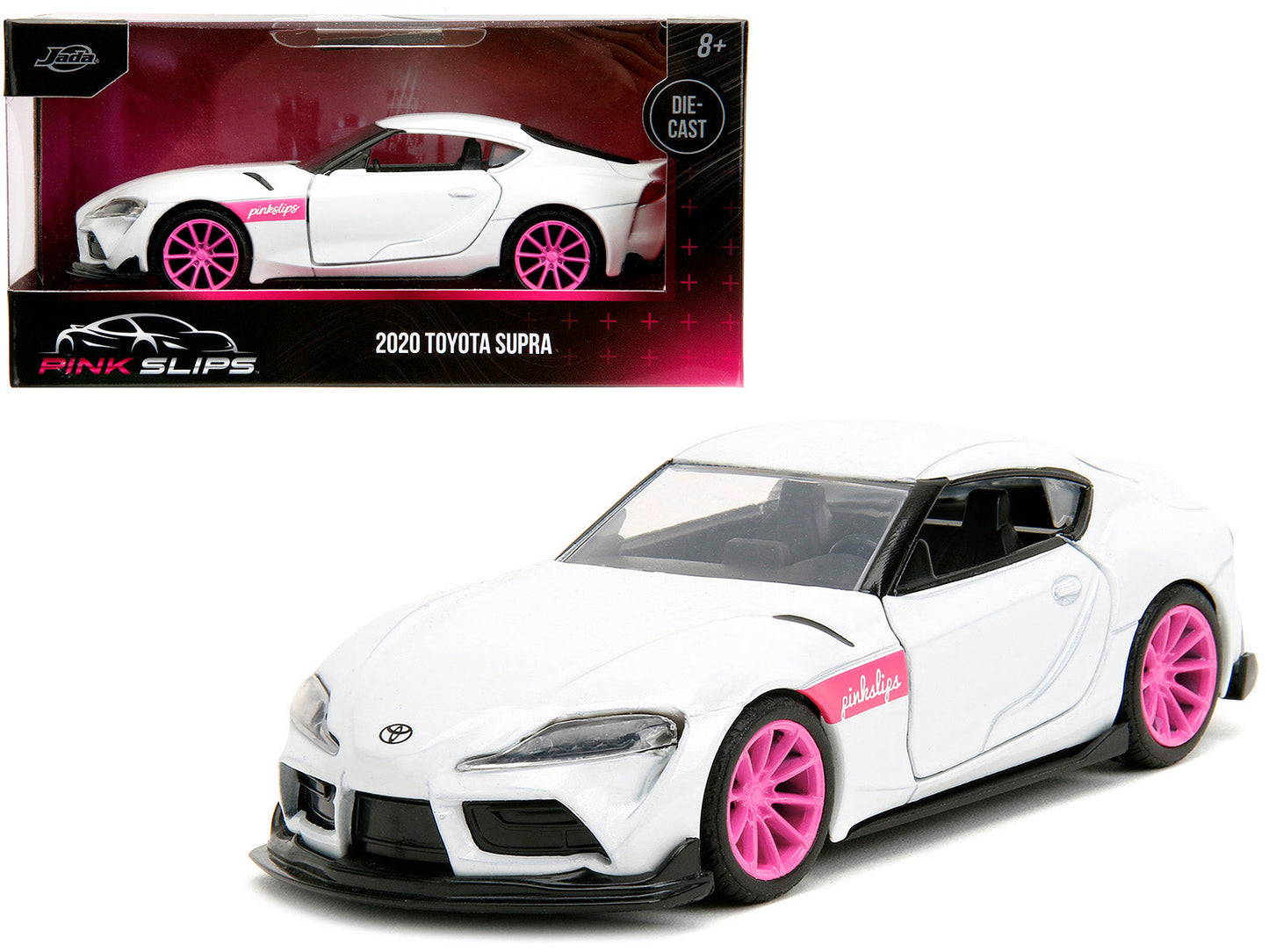 2020 Toyota Supra White Metallic with Pink Wheels "Pink Slips" Series 1/32 Diecast Model Car