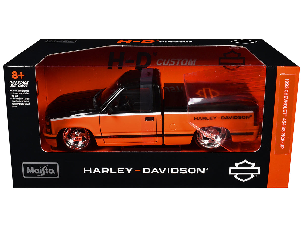1993 Chevrolet 454 SS Pickup Truck "Harley Davidson" Black and Orange "H-D Custom" Series 1/24 Diecast Model Car