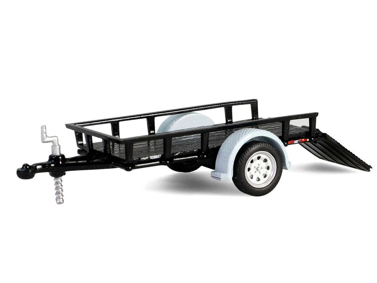 1990 Dodge Ram D250 Pickup Truck "Philadelphia PA Police Department" White with Stripes and Utility Trailer "Hot Pursuit Hitch & Tow" Series 1 1/64 Diecast Model Cars