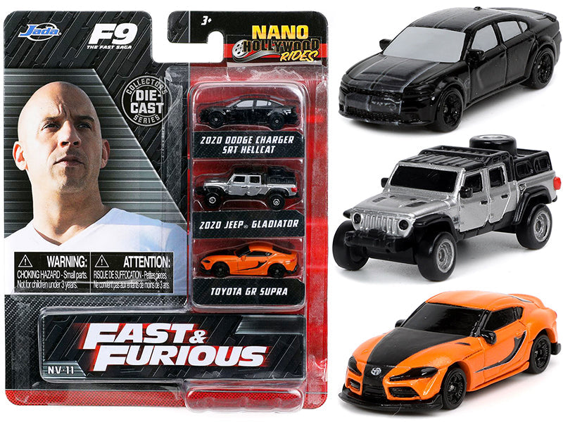 "Fast & Furious 9" (2021) Movie 3 piece Set "Nano Hollywood Rides" Series Diecast Model Cars