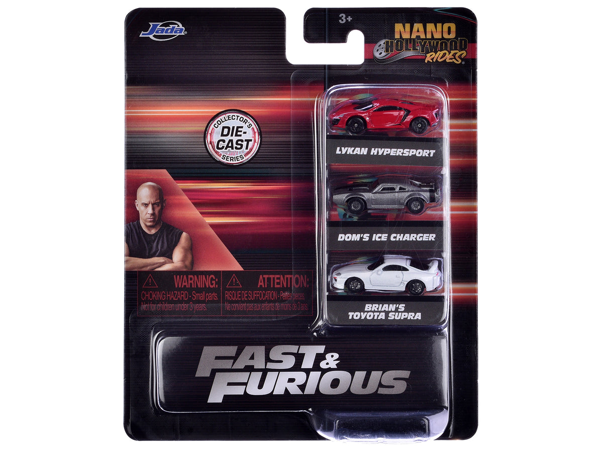 "Fast & Furious" Movie 3 piece Set Series 4 "Nano Hollywood Rides" Series Diecast Model Cars