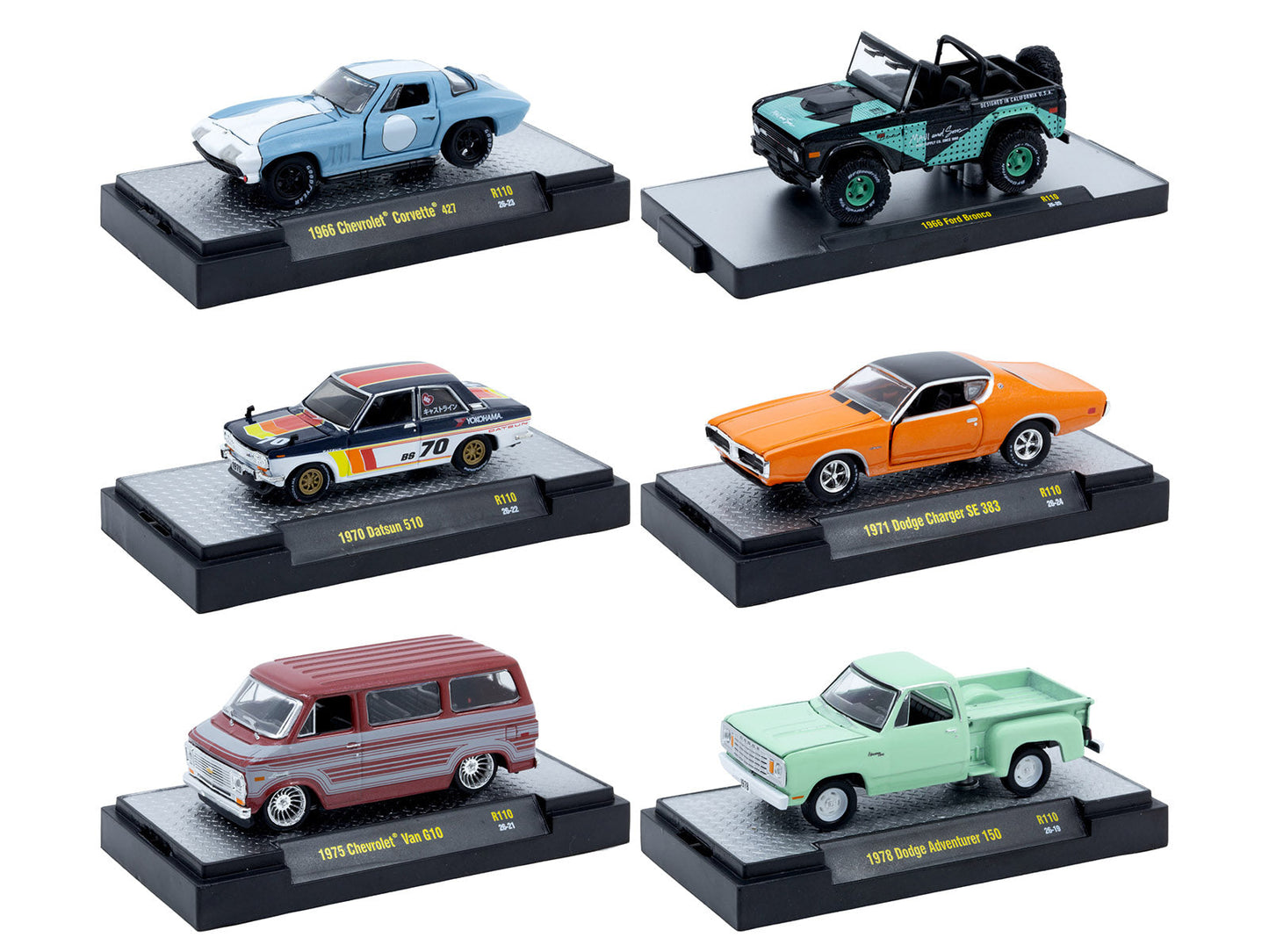 "Auto-Thentics" 6 piece Set Release 110 IN DISPLAY CASES Limited Edition 1/64 Diecast Model Cars