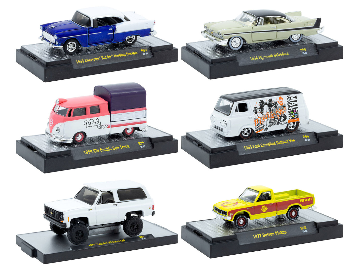 "Auto-Thentics" 6 piece Set Release 99 IN DISPLAY CASES Limited Edition 1/64 Diecast Model Cars