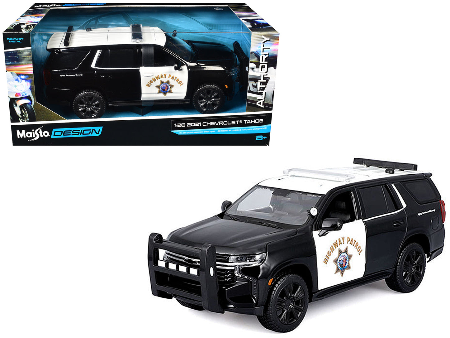 2021 Chevrolet Tahoe "California Highway Patrol" Black and White "Authority" "Maisto Design" Series 1/26 Diecast Model Car