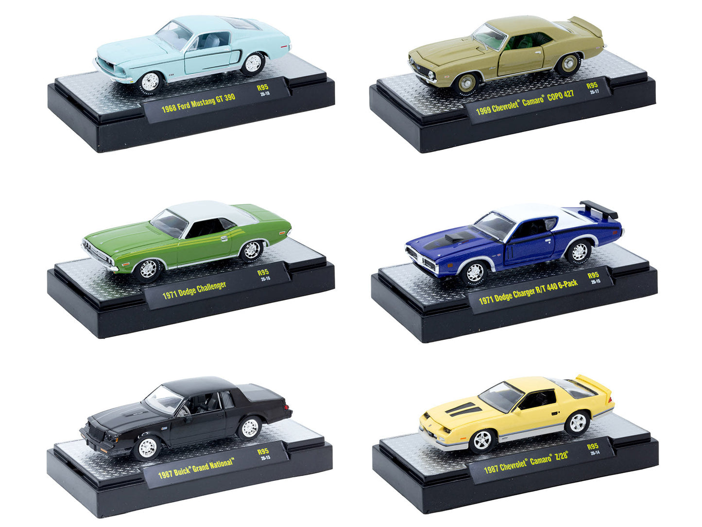 "Auto Meets" Set of 6 Cars IN DISPLAY CASES Release 95 Limited Edition 1/64 Diecast Model Cars