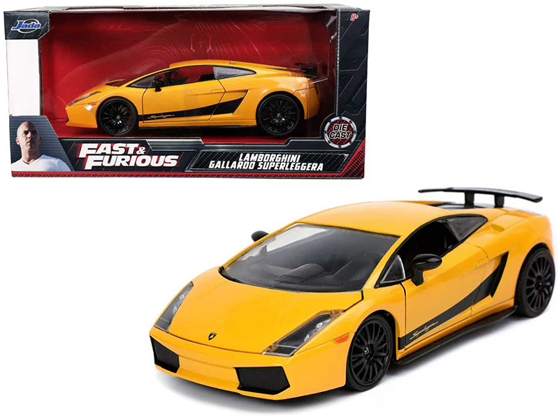 Lamborghini Gallardo Superleggera Yellow with Black Stripes "Fast & Furious" Movie 1/24 Diecast Model Car