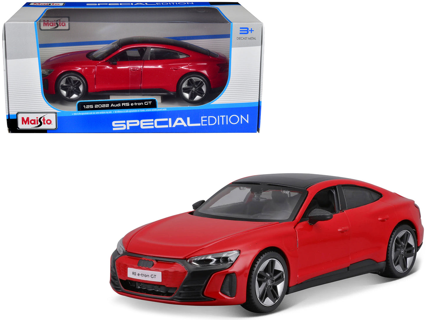 2022 Audi RS e-Tron GT Red with Black Top and Sunroof "Special Edition" Series 1/25 Diecast Model Car