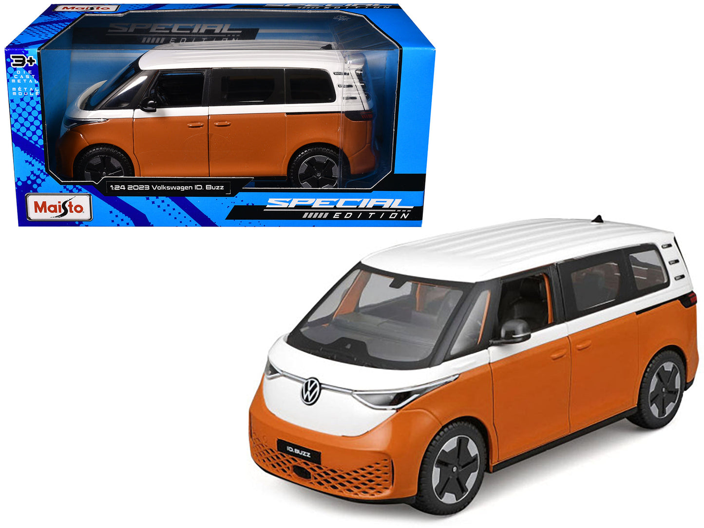 2023 Volkswagen ID. Buzz Van Orange and White "Special Edition" Series 1/24 Diecast Model Car