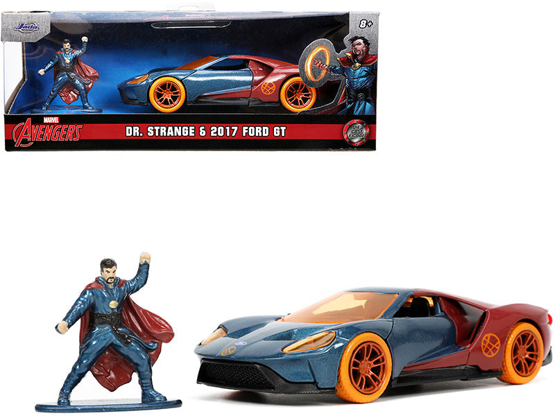 2017 Ford GT and Doctor Strange Diecast Figurine "Avengers" "Marvel" Series "Hollywood Rides" 1/32 Diecast Model Car