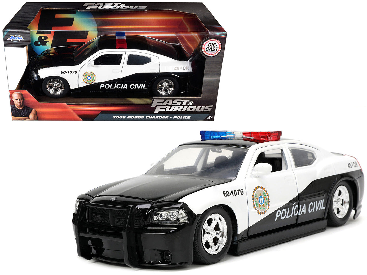 2006 Dodge Charger Police Black and White "Policia Civil" "Fast & Furious" Series 1/24 Diecast Model Car
