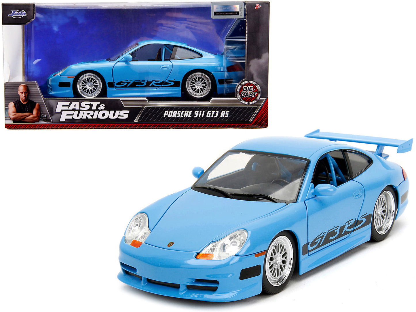 Porsche 911 GT3 RS Light Blue with Black Accents "Fast & Furious" Movie 1/24 Diecast Model Car