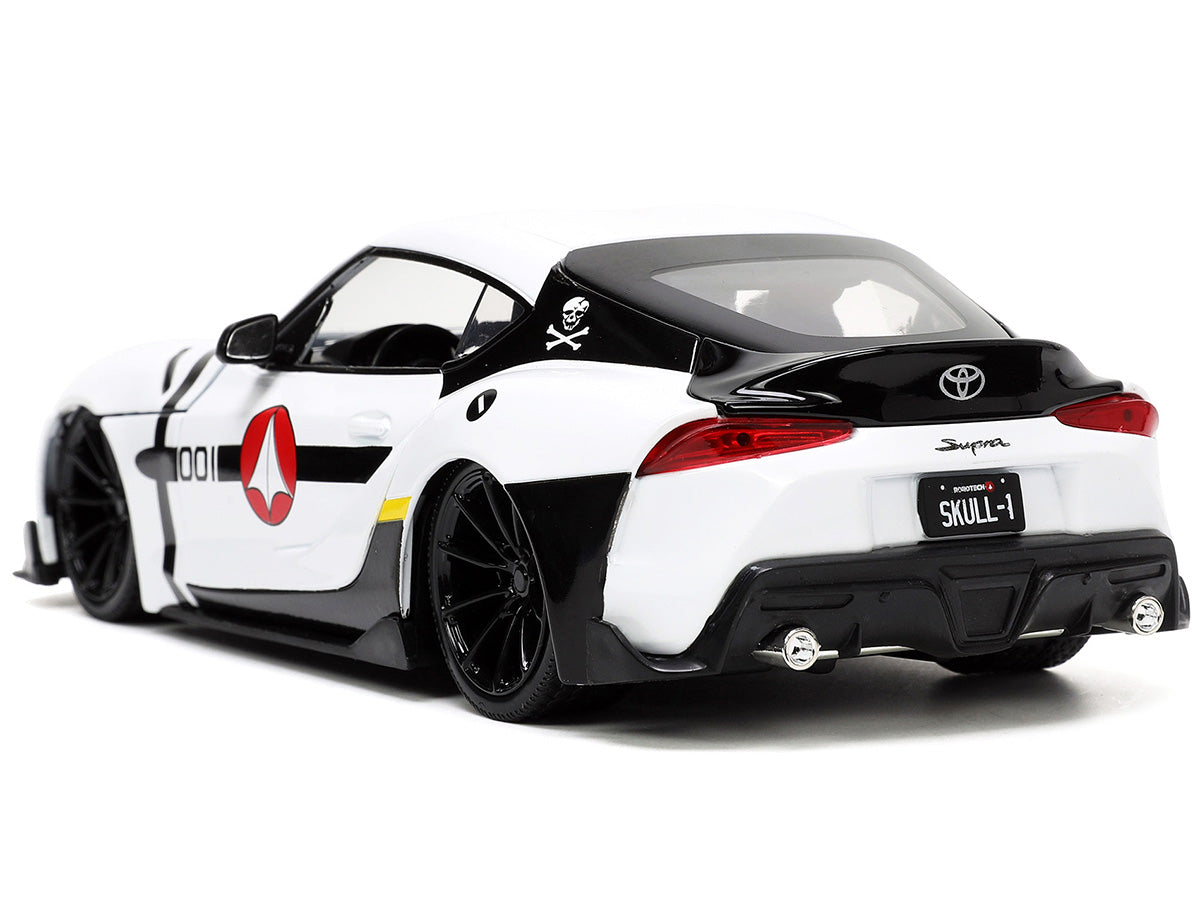 2020 Toyota Supra White and Roy Focker Diecast Figurine "Robotech" "Hollywood Rides" Series 1/24 Diecast Model Car