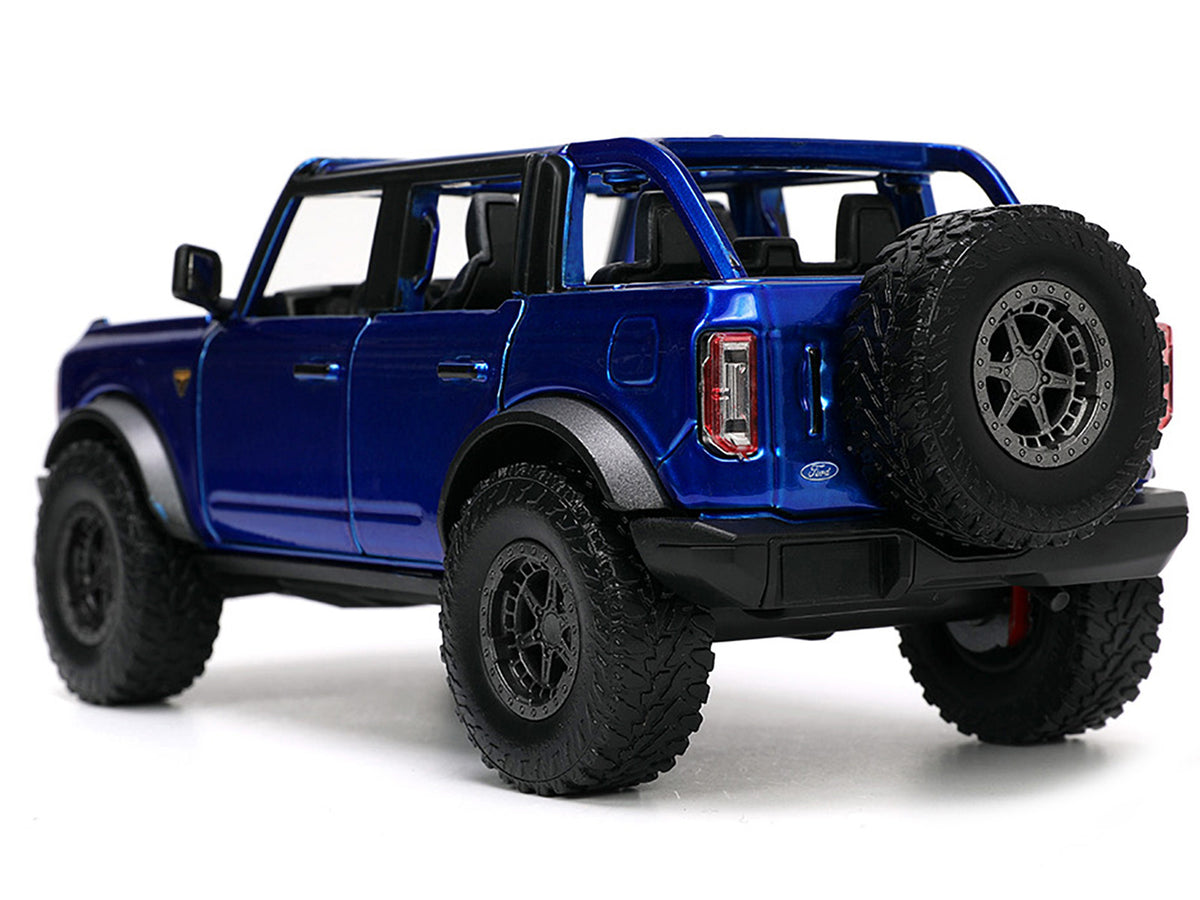 2021 Ford Bronco Open-Top Candy Blue Metallic with Extra Wheels "Just Trucks" Series 1/24 Diecast Model Car