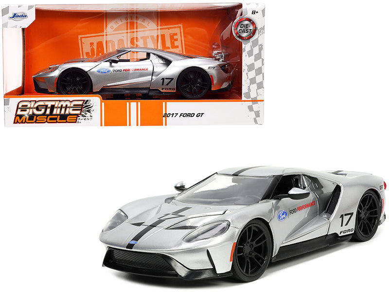 2017 Ford GT #17 Silver Metallic with Black Stripes "Ford Performance" "Bigtime Muscle" Series 1/24 Diecast Model Car