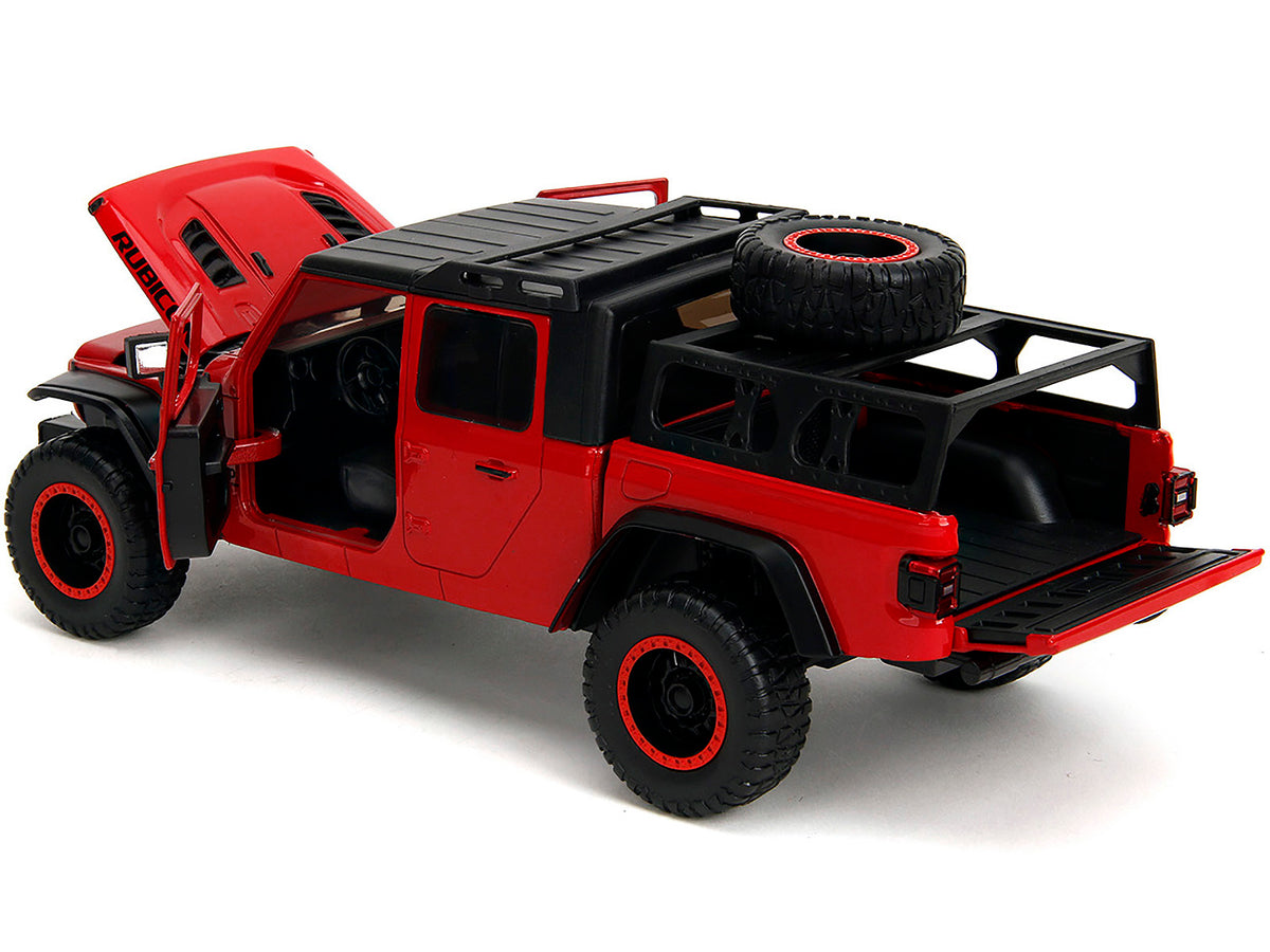 2020 Jeep Gladiator Rubicon Pickup Truck Red with Black Top and Extra Wheels "Just Trucks" Series 1/24 Diecast Model Car