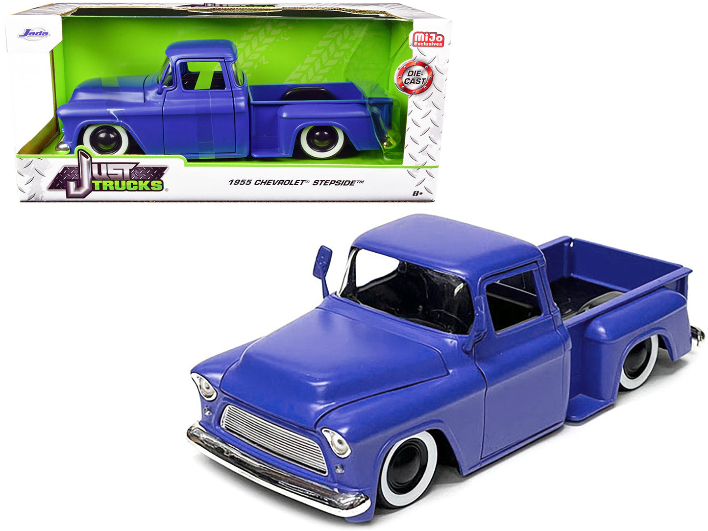 1955 Chevrolet Stepside Pickup Truck Matt Blue "Just Trucks" Series 1/24 Diecast Model Car