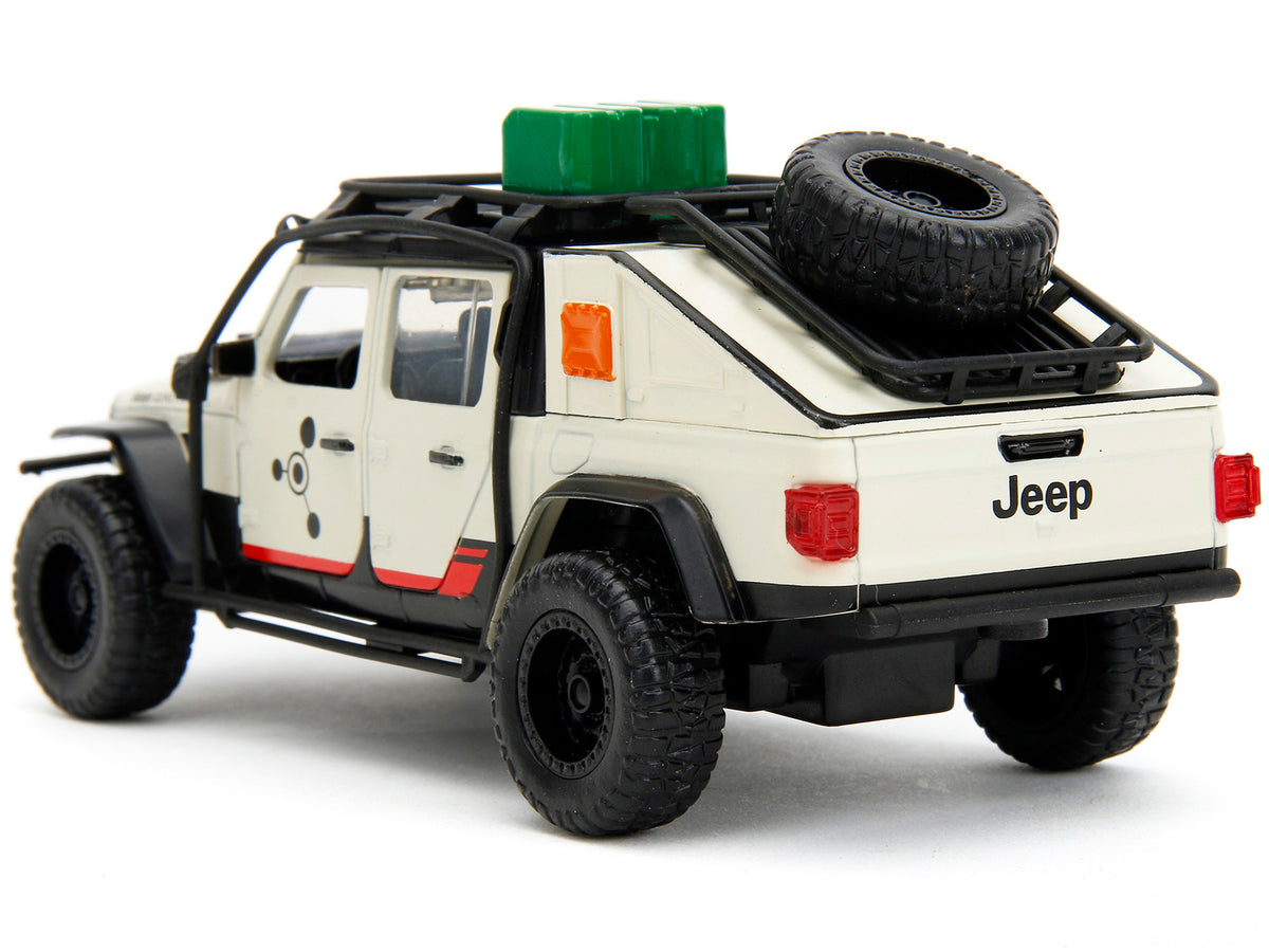 Jeep Gladiator Pickup Truck with Equipment Shell Beige with Graphics "Biosyn Genetics" "Jurassic World Dominion" (2022) Movie "Hollywood Rides" Series 1/32 Diecast Model Car
