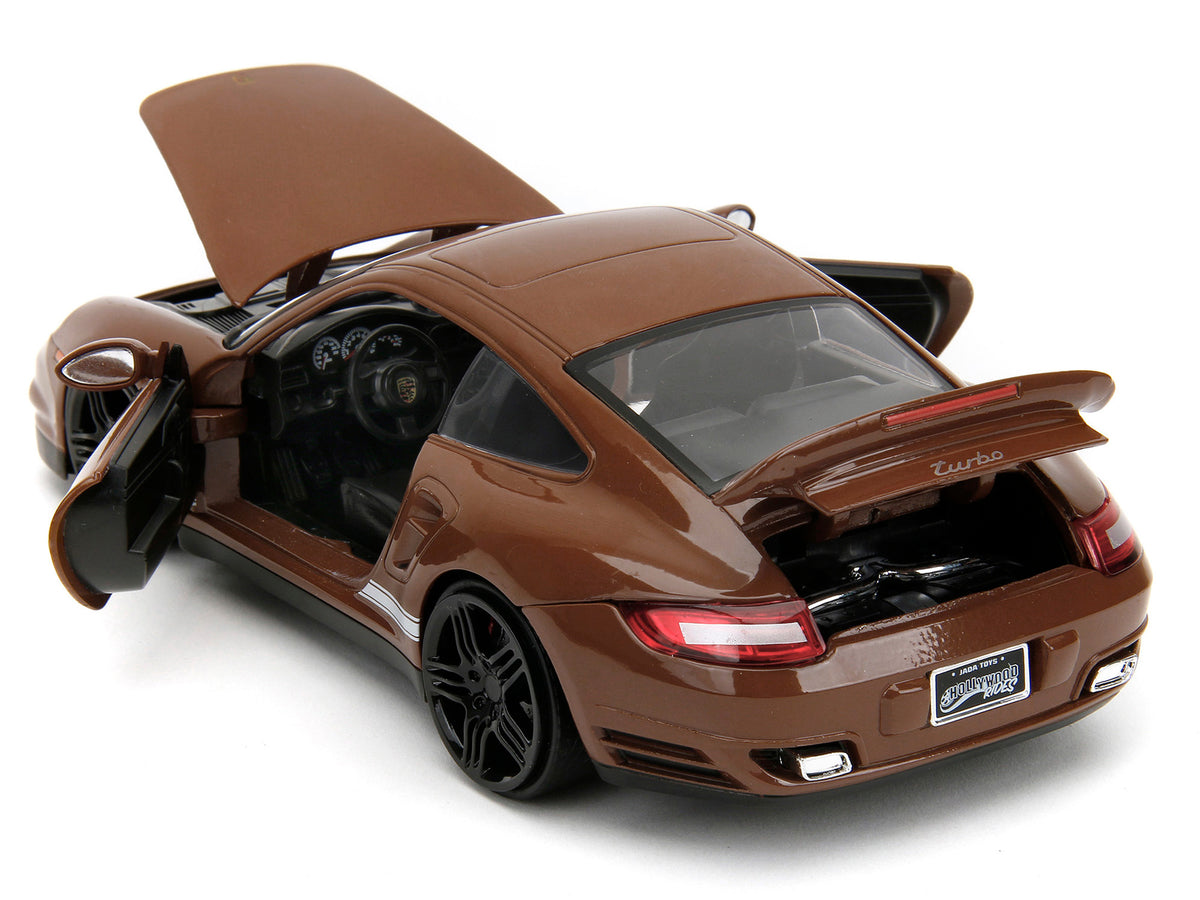 Porsche 911 Turbo Brown and Brown M&M Diecast Figure "M&M's" "Hollywood Rides" Series 1/24 Diecast Model Car