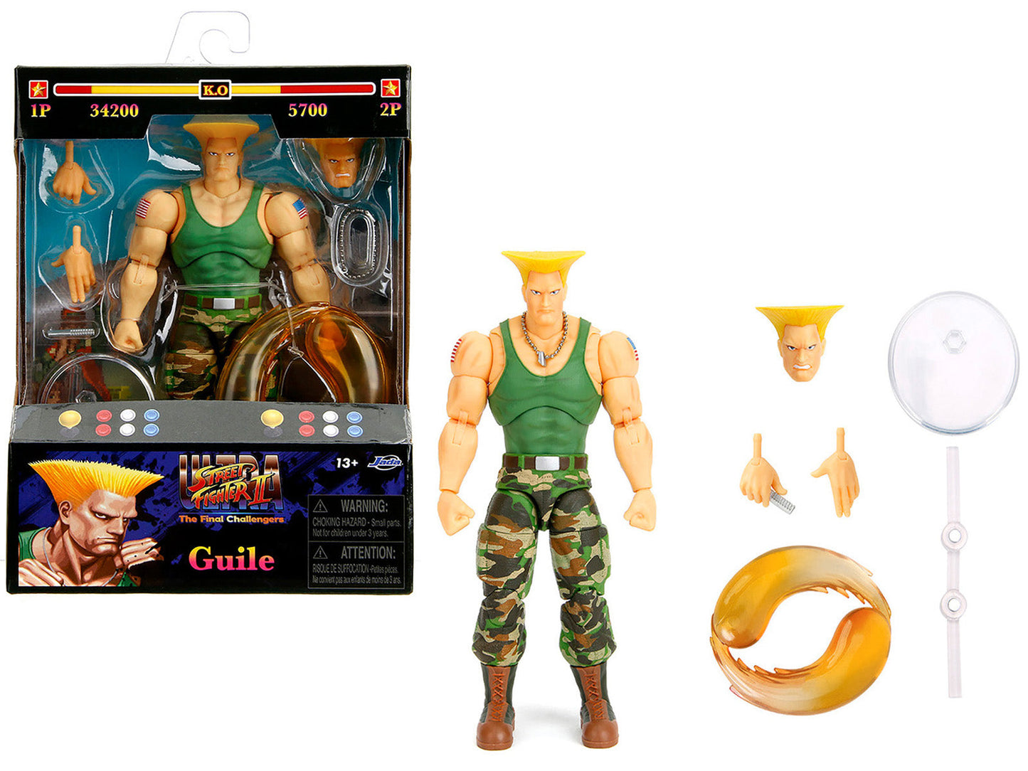 Guile 6" Moveable Figure with Accessories and Alternate Head and Hands "Ultra Street Fighter II: The Final Challengers" (2017) Video Game Model