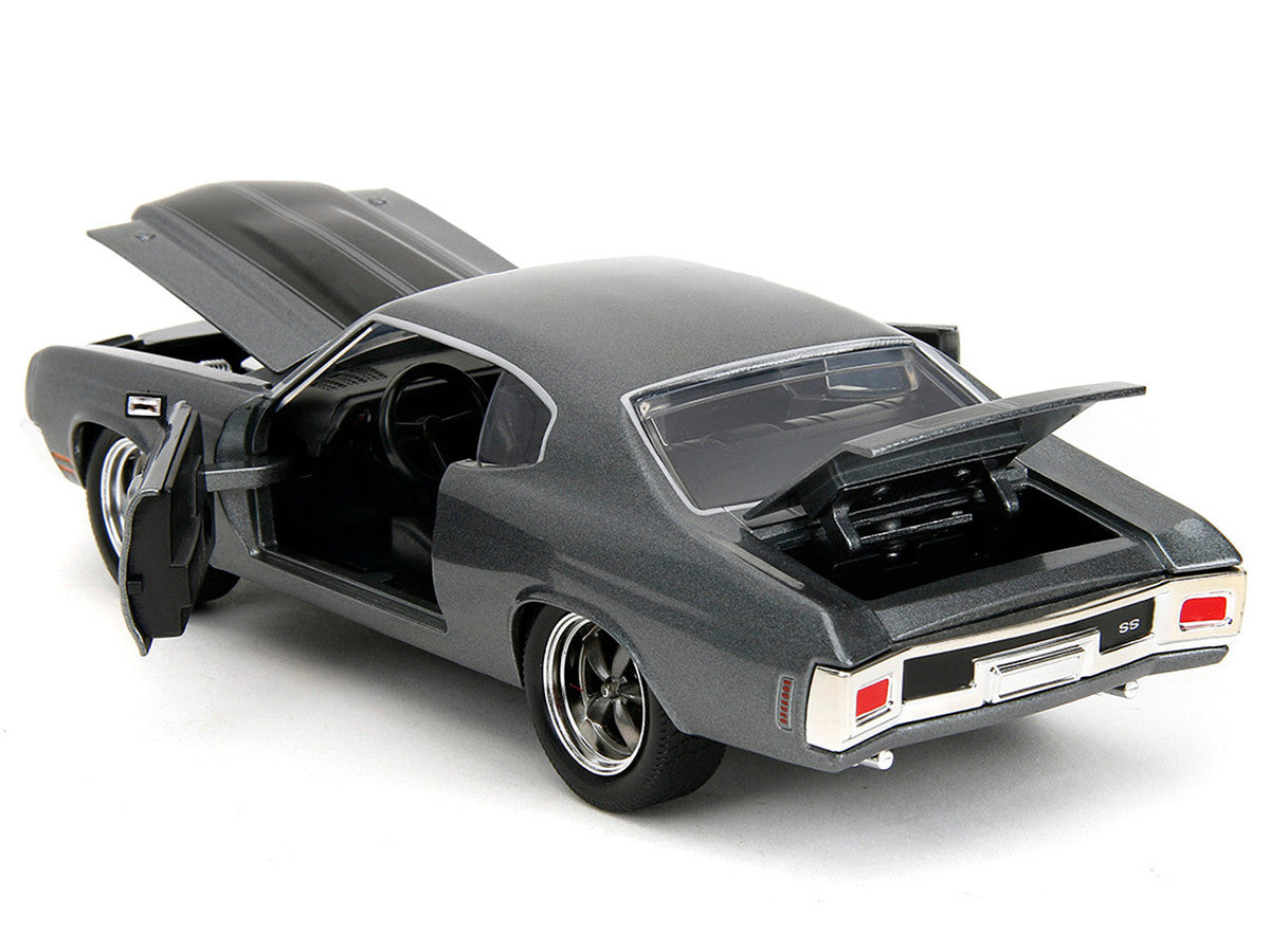 1970 Chevrolet Chevelle SS Gray Metallic with Black Stripes "Fast & Furious" (2009) Movie "Fast & Furious 25th Anniversary" Series 1/24 Diecast Model Car