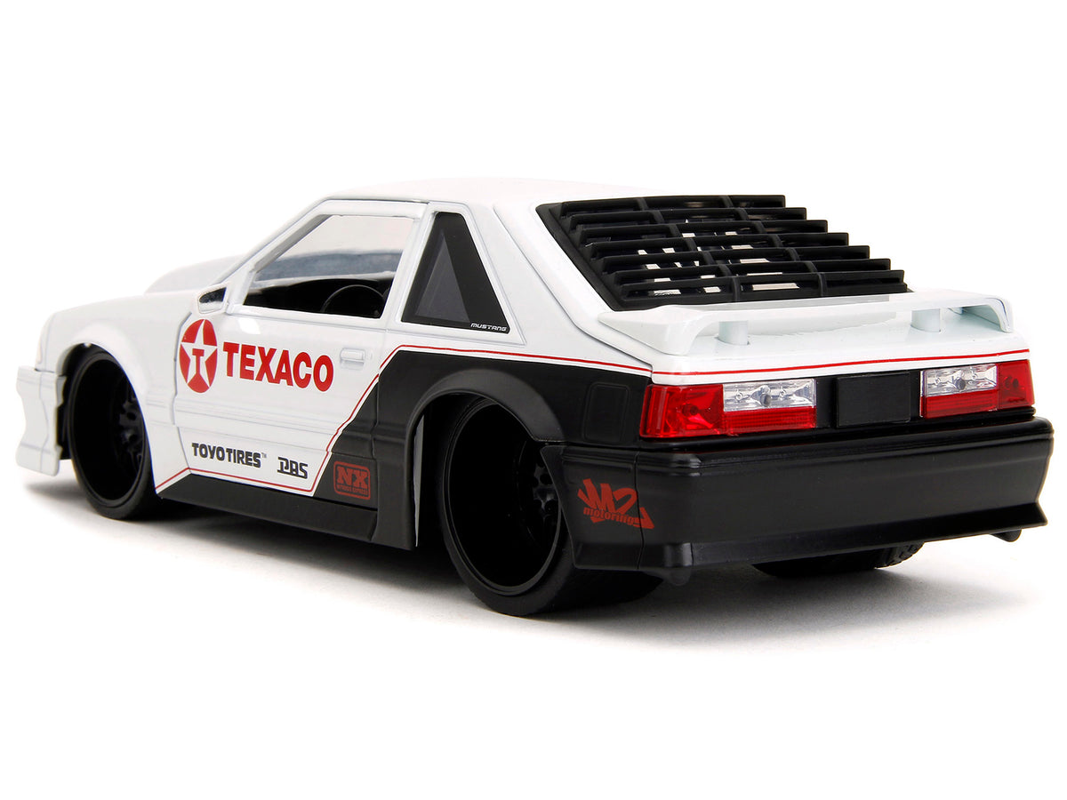 1989 Ford Mustang GT "Texaco" White and Matt Black with Graphics "Bigtime Muscle" Series 1/24 Diecast Model Car