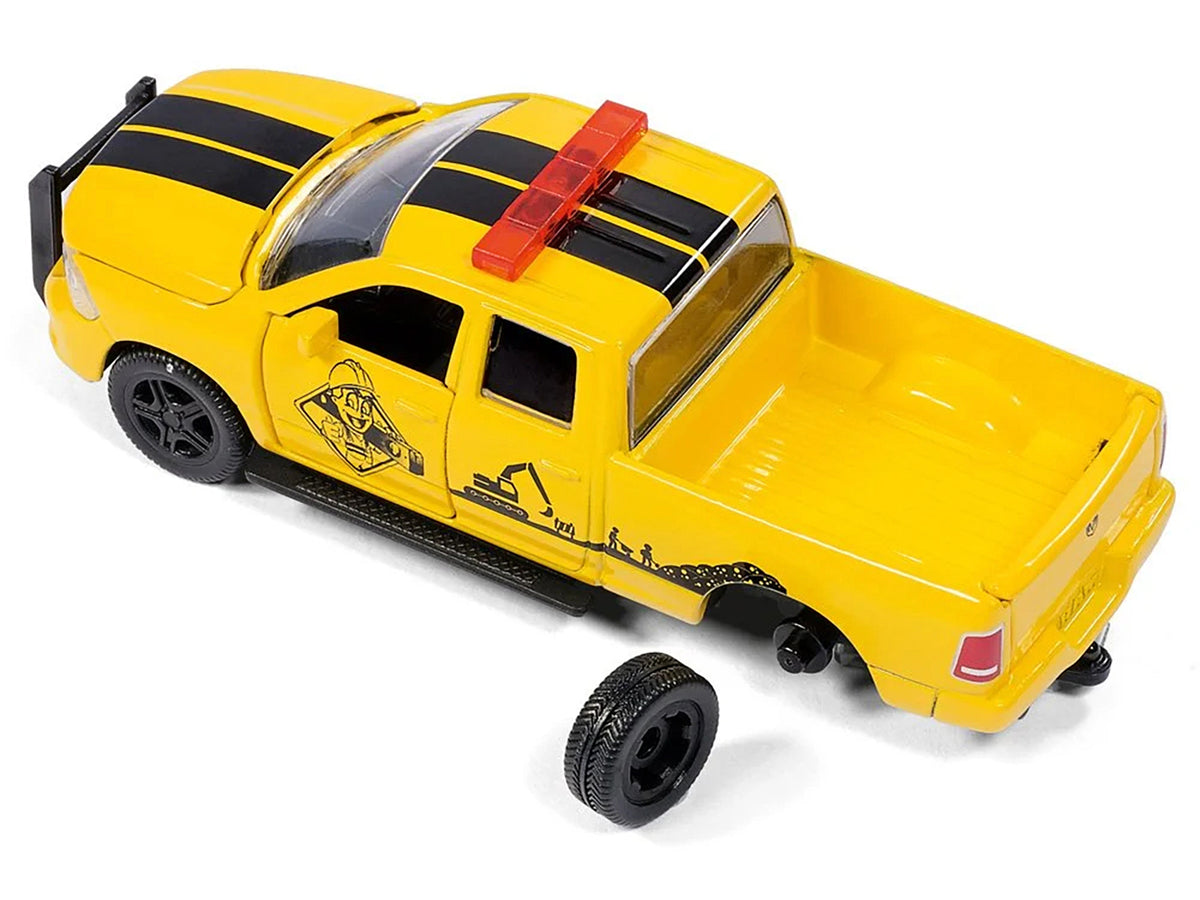 Ram 1500 Pickup Truck Yellow with Compressor Trailer and Worker Figure with Accessories Set 1/50 Diecast Models