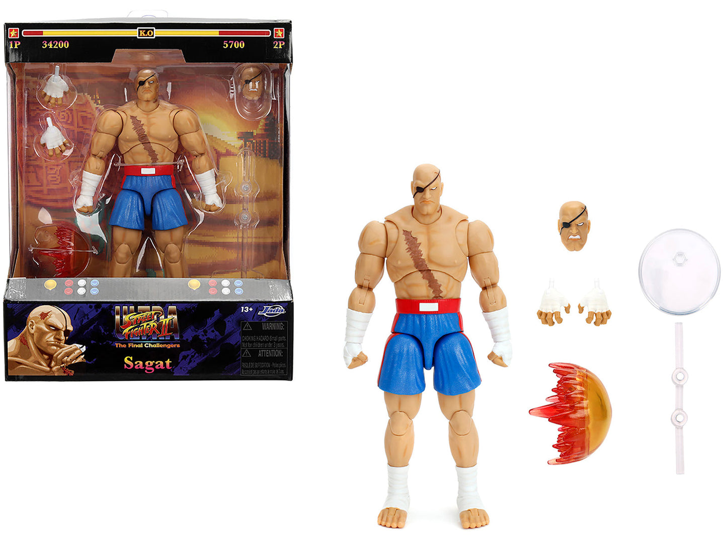 Sagat 7.5" Moveable Figure with Accessories and Alternate Head and Hands "Ultra Street Fighter II: The Final Challengers" (2017) Video Game Model