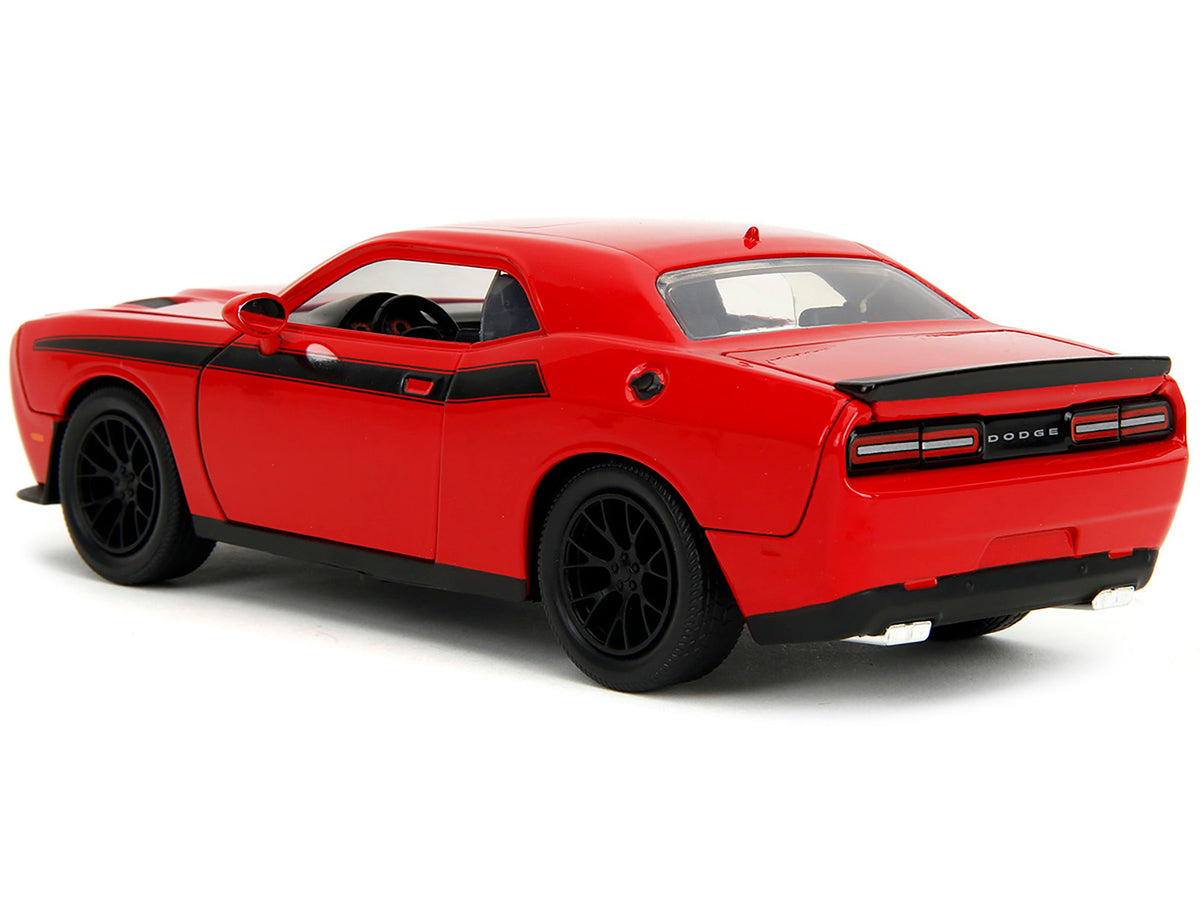 2015 Dodge Challenger Red with Black Stripes and Glenn Diecast Figure "The Walking Dead" (2010-2022) TV Series "Hollywood Rides" Series 1/24 Diecast Model Car
