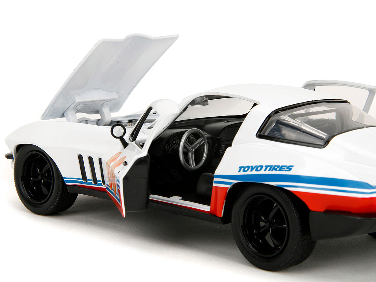 1966 Chevrolet Corvette #66 "Racing Spirit" White with Graphics "Bigtime Muscle" Series 1/24 Diecast Model Car