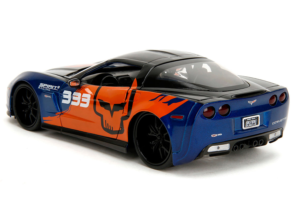 2006 Chevrolet Corvette Z06 #333 "Spirit Racing" Blue Metallic and Orange with Black Hood and Top "Bigtime Muscle" Series 1/24 Diecast Model Car