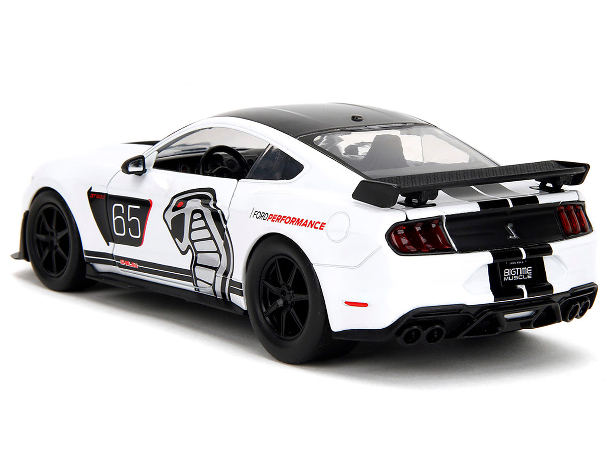 2020 Ford Mustang Shelby GT500 #65 White with Black Top and Stripes "Ford Performance" "Bigtime Muscle" Series 1/24 Diecast Model Car