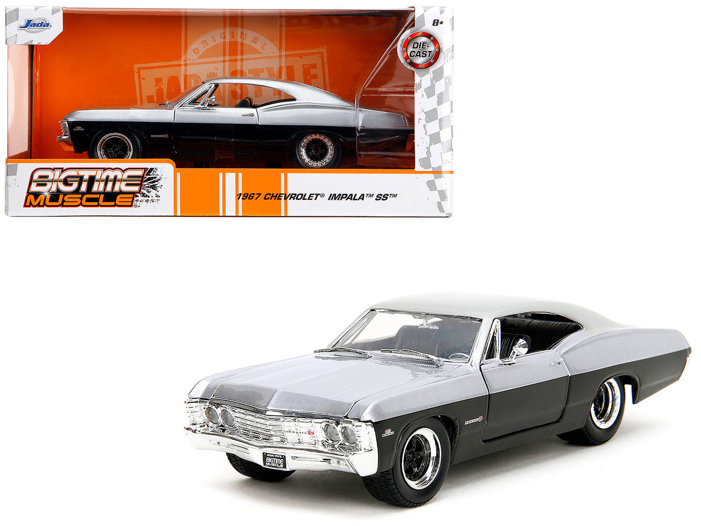 1967 Chevrolet Impala SS Silver Metallic and Black "Bigtime Muscle" Series 1/24 Diecast Model Car