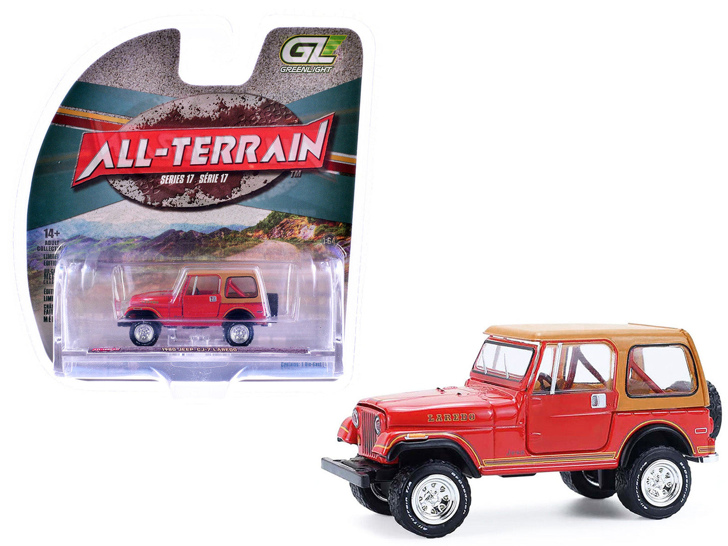 1980 Jeep CJ-7 Laredo Red with Tan Top "All Terrain" Series 17 1/64 Diecast Model Car