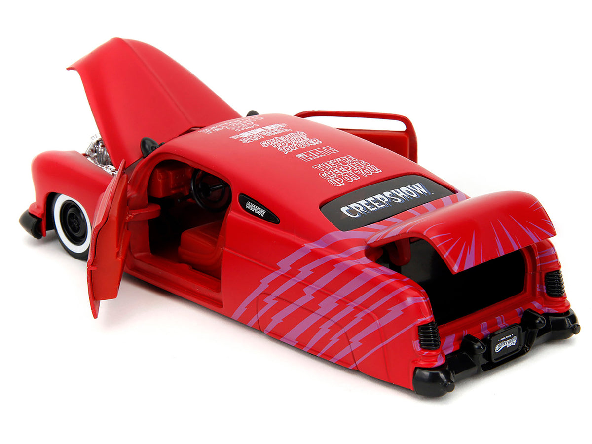1951 Mercury Matt Red with Purple Stripes and Creep Diecast Figure "Creepshow" (1982) Movie "Hollywood Rides" Series 1/24 Diecast Model Car