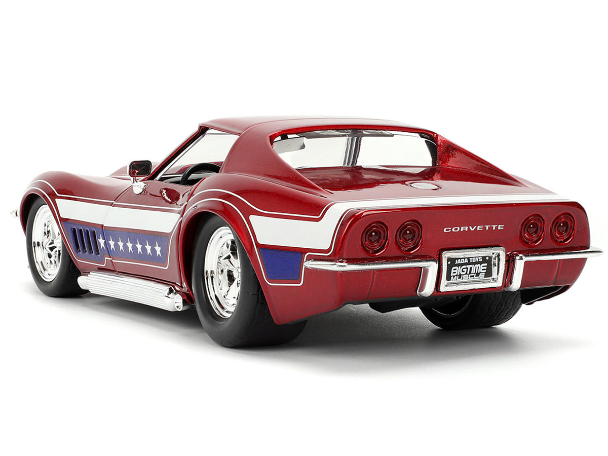 1969 Chevrolet Corvette Stingray ZL1 Red Metallic with Stars and Stripes Graphics "Bigtime Muscle" Series 1/24 Diecast Model Car